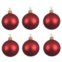 Foto van 12x glazen kerstballen mat kerst rood 8 cm kerstboom versiering/decoratie - kerstbal