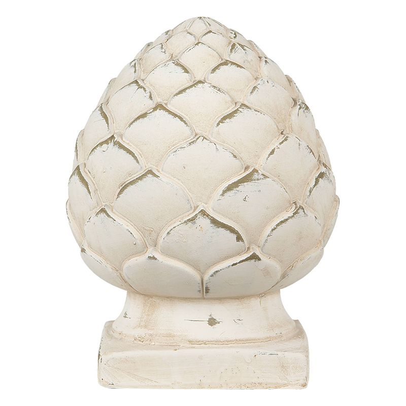 Foto van Clayre & eef decoratie beeld dennenappel ø 18*24 cm beige steen decoratief figuur decoratieve accessoires