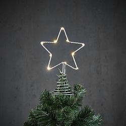 Foto van Kerstboom ster piek/topper zilver met led verlichting h22 x d13 cm - kerstboompieken