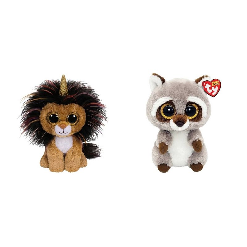 Foto van Ty - knuffel - beanie boo's - ramsey lion & racoon