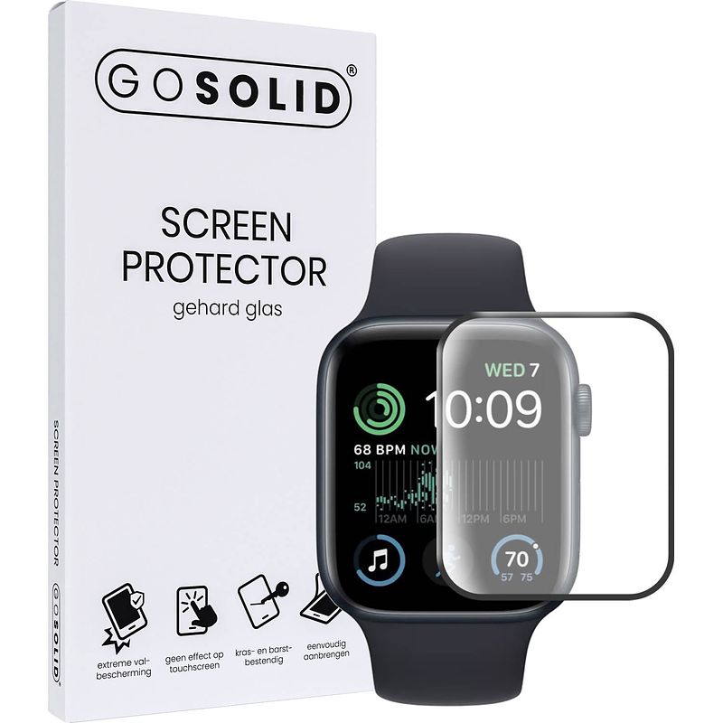 Foto van Go solid! screenprotector voor apple watch se 2022 (44 mm) gehard glas