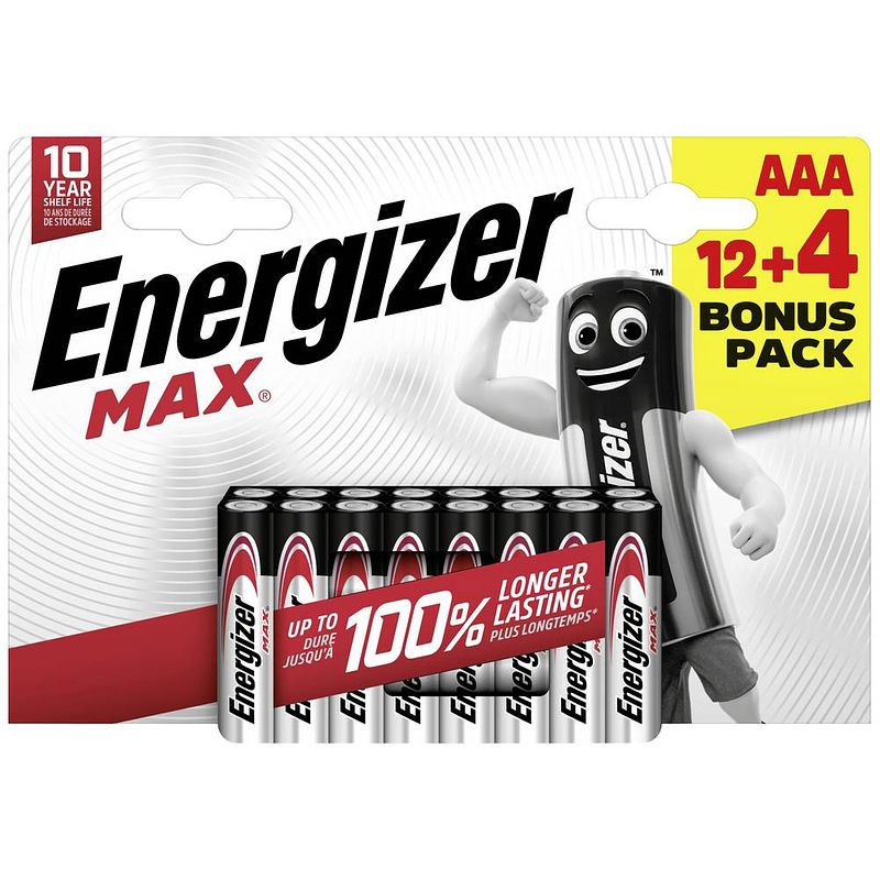 Foto van Aaa batterij (potlood) energizer max alkaline 1.5 v 16 stuk(s)