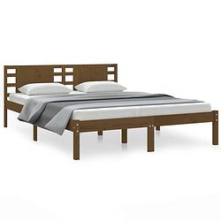 Foto van The living store klassiek houten bedframe - 205.5 x 126 x 100 cm - honingbruin