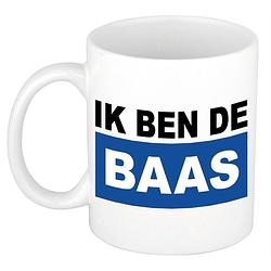 Foto van Ik ben de baas mok / beker - blauw - 300 ml - keramiek - heren