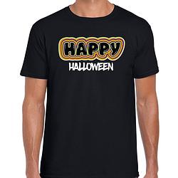 Foto van Bellatio decorations halloween verkleed t-shirt heren - happy halloween - zwart - themafeest outfit s - feestshirts