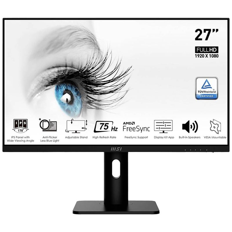 Foto van Msi pro mp273pde led-monitor 68.6 cm (27 inch) energielabel e (a - g) 1920 x 1080 pixel full hd 5 ms displayport, hdmi, hoofdtelefoon (3.5 mm jackplug) ips led