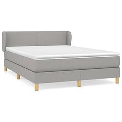 Foto van The living store boxspringbed - - bed - 203 x 147 x 78/88 cm - lichtgrijs - pocketvering matras - middelharde