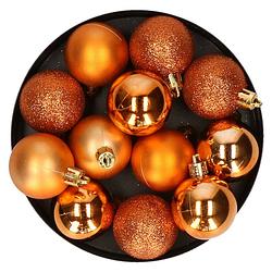 Foto van Krist+ kerstballen - 12x stuks - oranje - kunststofa -4 cm - kerstbal