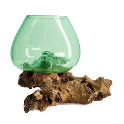 Foto van Dknc - root met glas - ca. 28x22x26 cm - groen