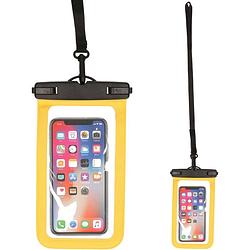 Foto van Set van 2x stuks bellatio design waterdicht telefoonhoesje voor alle telefoons tot 6 inch geel - telefoonhoesjes