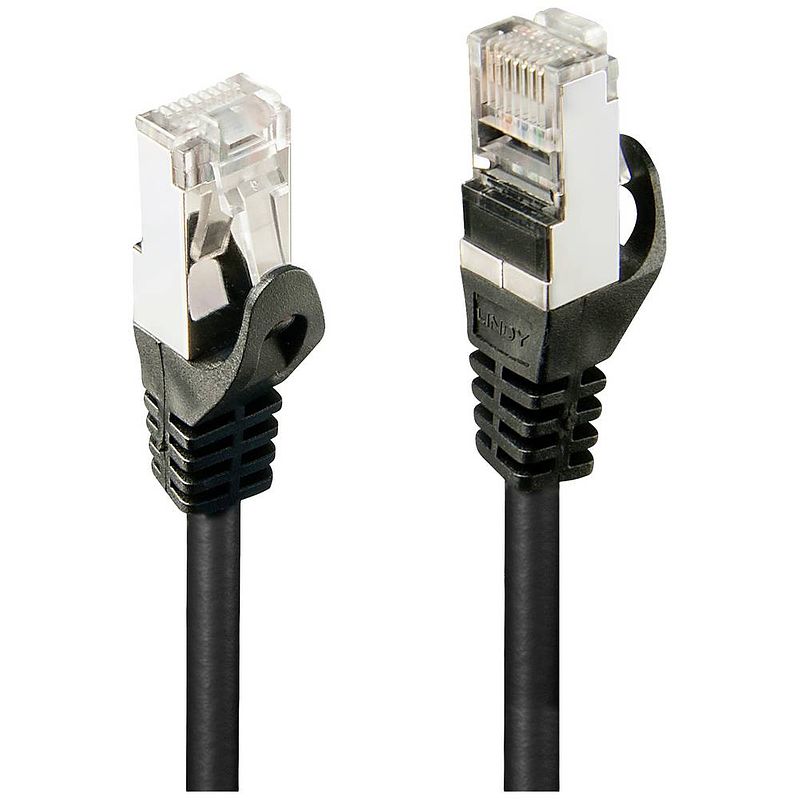 Foto van Lindy 48380 rj45 netwerkkabel, patchkabel cat 5e f/utp 0.5 m zwart 1 stuk(s)