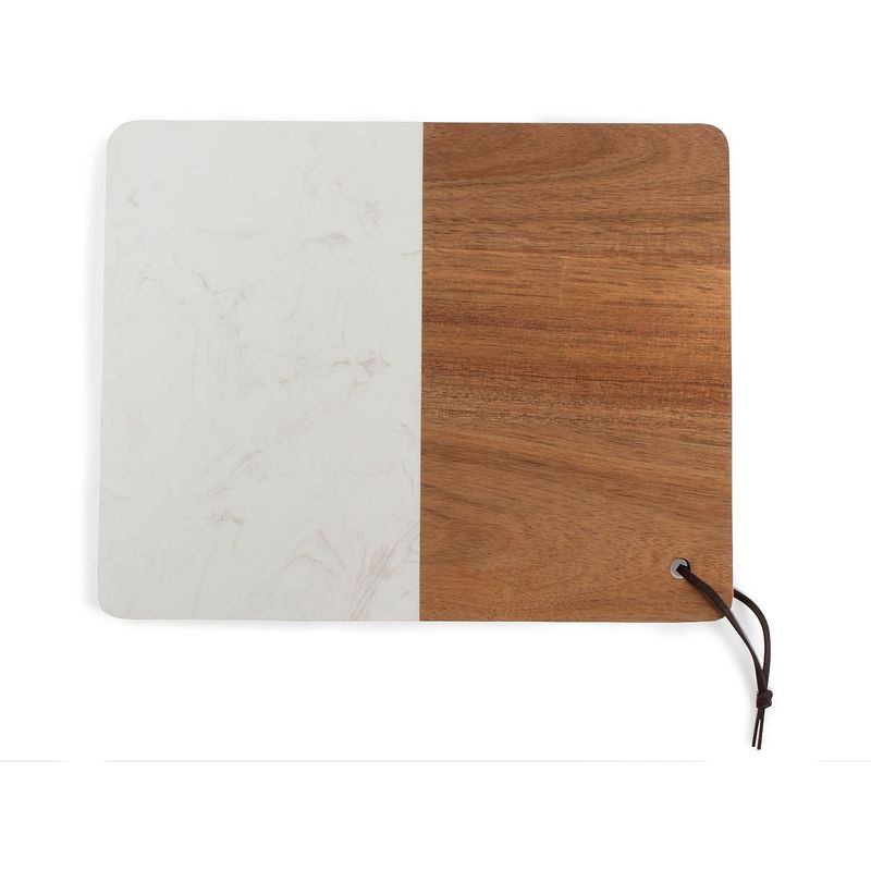 Foto van Gusta serveerplank acacia hout met marmer 30x24cm