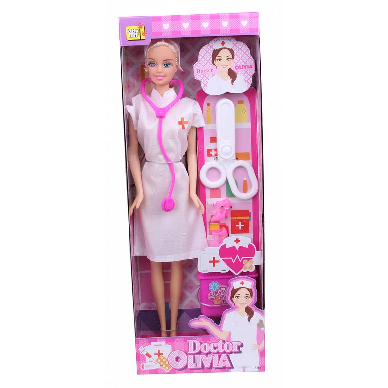 Foto van Jonotoys tienerpop dokter olivia junior 30 cm wit 4-delig