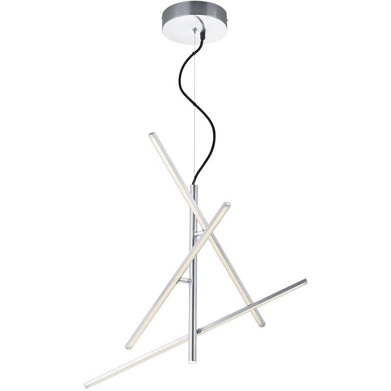 Foto van Led hanglamp - hangverlichting - trion tiraki - 21w - warm wit 3000k - rechthoek - mat nikkel - aluminium