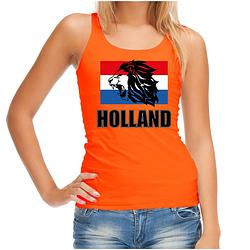 Foto van Oranje fan tanktop / kleding holland met leeuw en vlag ek/ wk voor dames l - feestshirts