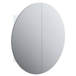Foto van The living store badkaast - spiegelkast met led-verlichting - ronde spiegel - 80 cm - wit