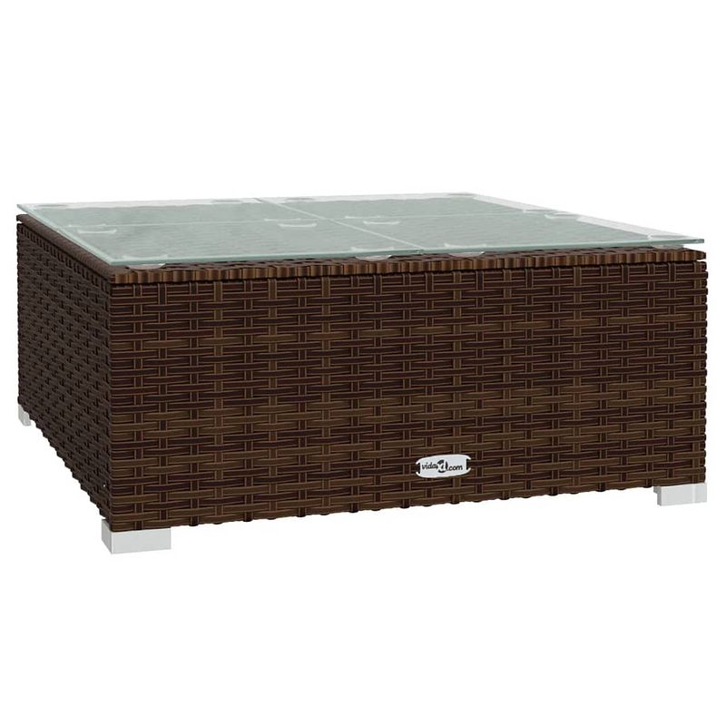 Foto van Vidaxl tuintafel 60x60x30 cm poly rattan en glas bruin