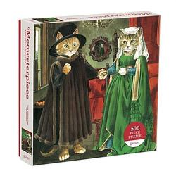 Foto van The arnolfini marriage meowsterpiece of western art 500 piece puzzle - puzzel;puzzel (9780735367555)