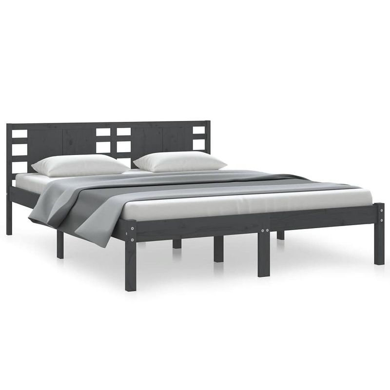 Foto van Vidaxl bedframe massief grenenhout grijs 140x200 cm