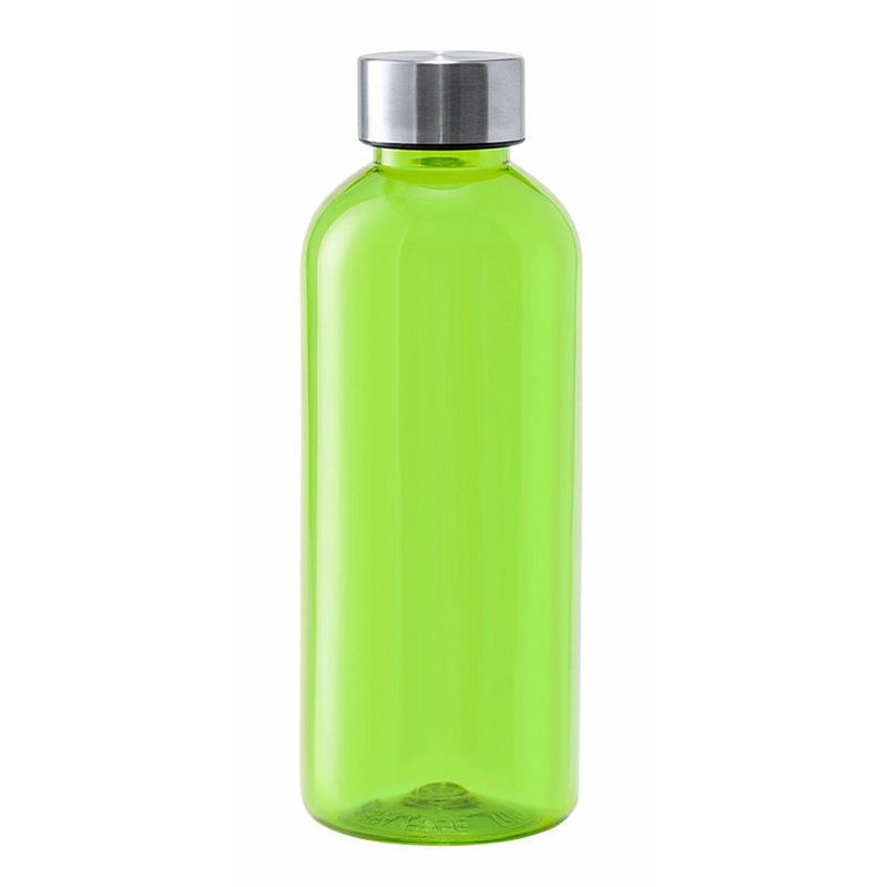 Foto van Kunststof waterfles/drinkfles/sportfles - groen transparant - met rvs dop - 600 ml - drinkflessen