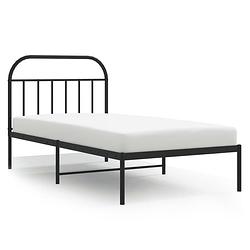 Foto van Vidaxl bedframe met hoofdbord metaal zwart 100x200 cm