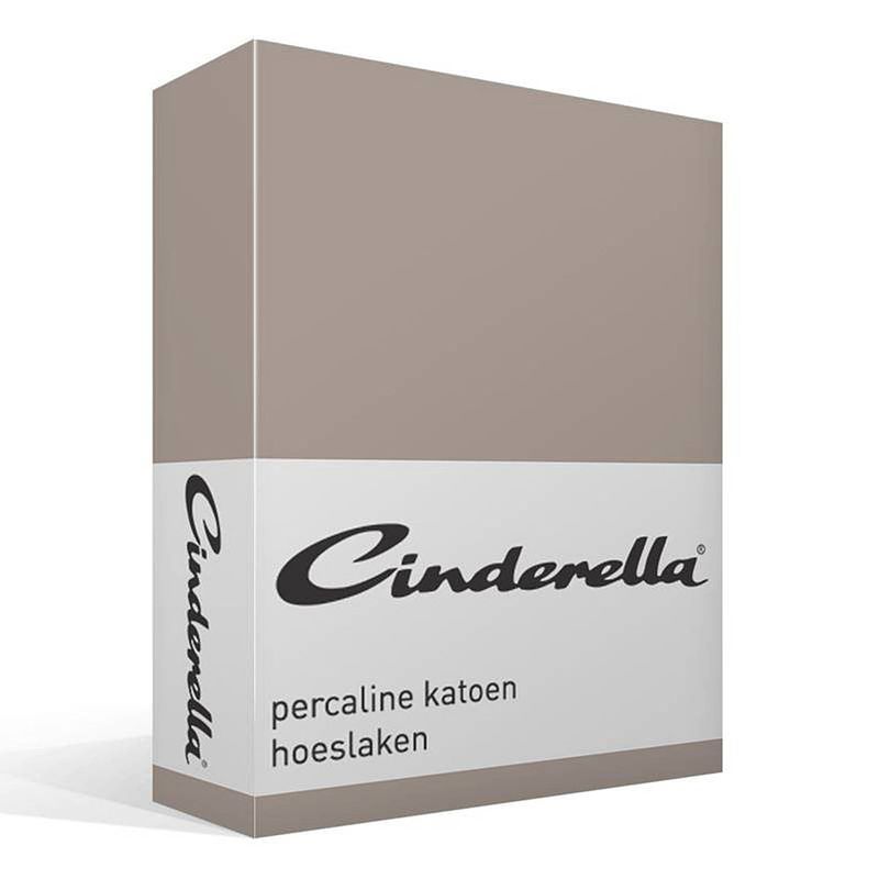 Foto van Cinderella basic percaline katoen hoeslaken - 100% percaline katoen - lits-jumeaux (180x220 cm) - taupe