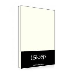 Foto van Isleep topper hoeslaken perkal katoen - licht beige - 90x220