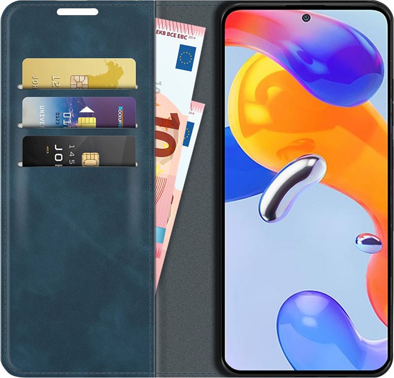 Foto van Just in case wallet magnetic xiaomi redmi note 11 pro 5g book case blauw