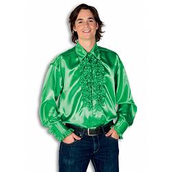 Foto van Luxe heren rouche overhemd groene 48 (s) - carnavalsblouses