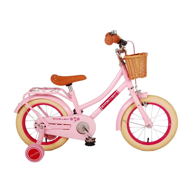 Foto van Volare excellent kinderfiets - meisjes - 14 inch - roze - 95% afgemonteerd