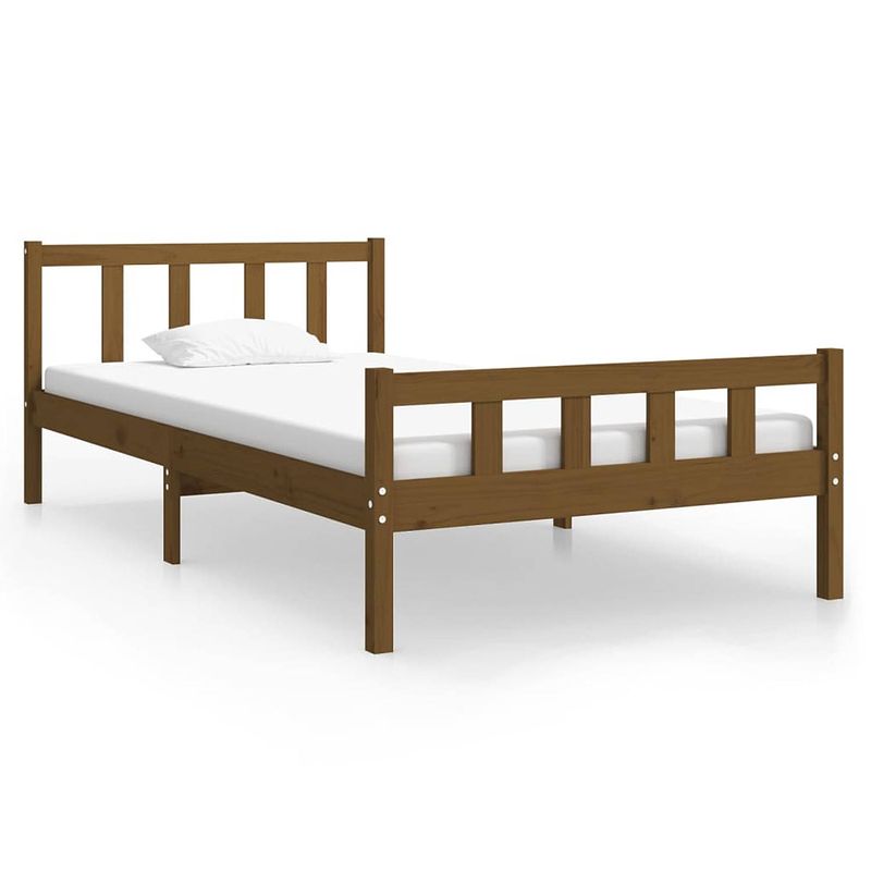 Foto van The living store bedframe grenenhout - honingbruin - 90 x 200 cm - rustiek uitstraling