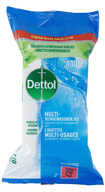 Foto van Dettol multireinigingsdoekjes power & fresh oceaanfris 110 stuks bij jumbo