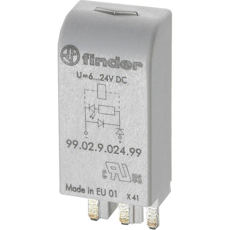 Foto van Finder steekmodule met led, met vrijloopdiode 99.02.9.024.99 lichtkleur: groen geschikt voor model: finder 90.02, finder 90.03, finder 92.03, finder 94.03,