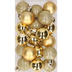 Foto van 20x stuks kunststof kerstballen goud 3 cm mat/glans/glitter - kerstbal