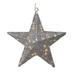 Foto van Zilveren ster met 50 warm witte led lampjes 40 cm - kerststerren