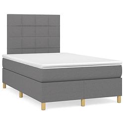 Foto van The living store donkergrijze boxspringbed - 203 x 120 x 118/128 cm - duurzaam materiaal - praktisch hoofdbord -