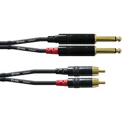 Foto van Cordial cfu0.9pc intro verloopkabel 2x 6.3 ts jack - 2x rca 0.9m zwart