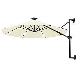 Foto van The living store wandparasol zand 300 x 131 cm - uv-beschermend polyester - inclusief 28 led-lampjes - stabiele en