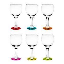 Foto van Glasmark witte wijnglazen - glas - gekleurde onderzijde - 6x stuks - 220 ml - wijnglazen