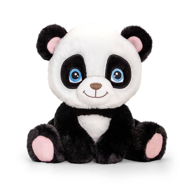 Foto van Pluche knuffel dier zwart/witte panda 25 cm - knuffeldier