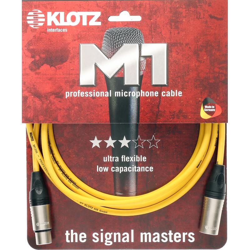 Foto van Klotz m1 k ge microfoonkabel 3p xlr f/m geel 15 meter