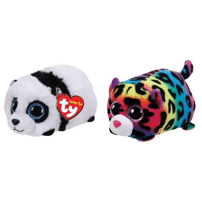 Foto van Ty - knuffel - teeny ty's - bamboo panda & jelly leopard