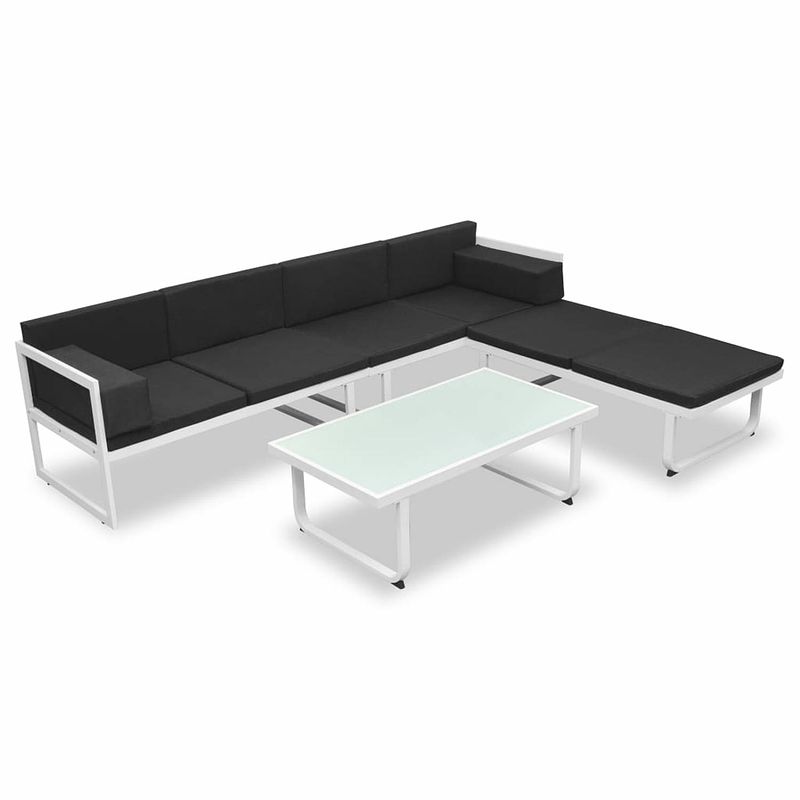 Foto van Vidaxl 4-delige loungeset met kussens aluminium zwart