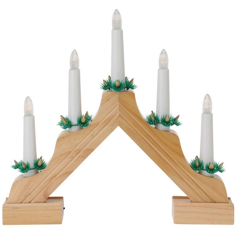 Foto van Kaarsenbrug van hout met led verlichting 31,5 x 4,8 x 28,5 cm - kerstverlichting figuur