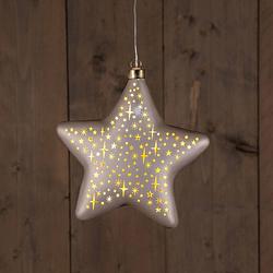 Foto van Anna'ss collection - b.o.t. star glass matt champagne with stars 19 cm