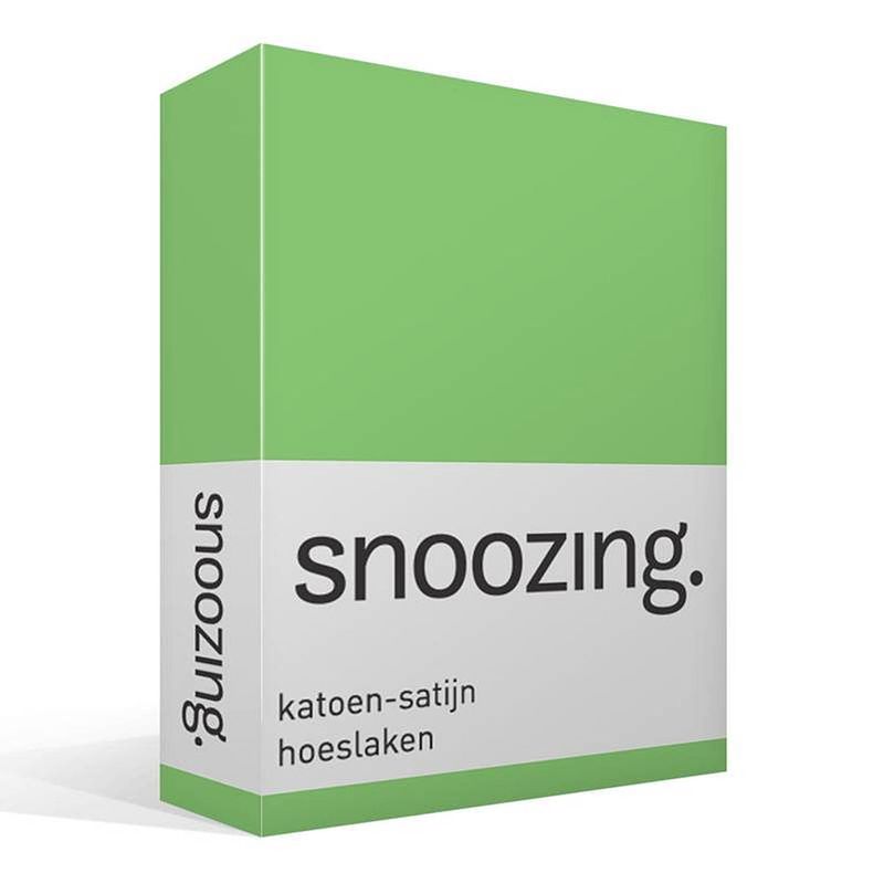 Foto van Snoozing - katoen-satijn - hoeslaken - 90x210 - lime