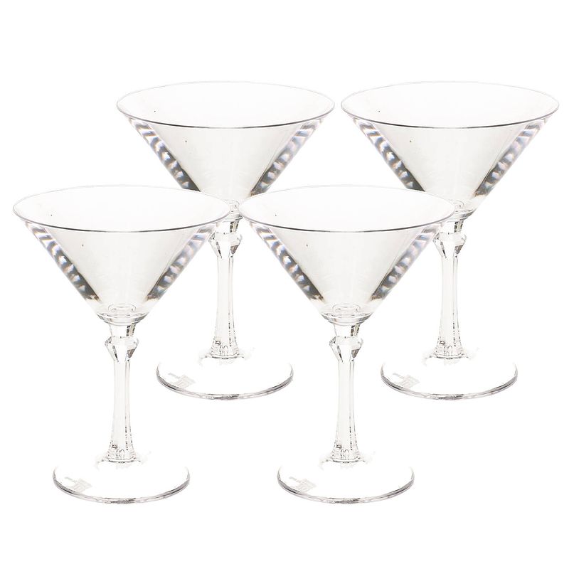 Foto van 4x stuks onbreekbaar martini glas transparant kunststof 20 cl/200 ml - cocktailglazen