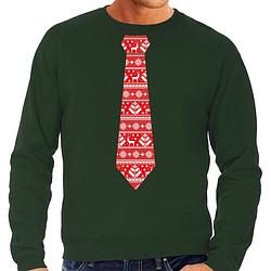 Foto van Stropdas kersttrui/kerst sweater kerstpatroon groen voor heren xl - kerst truien