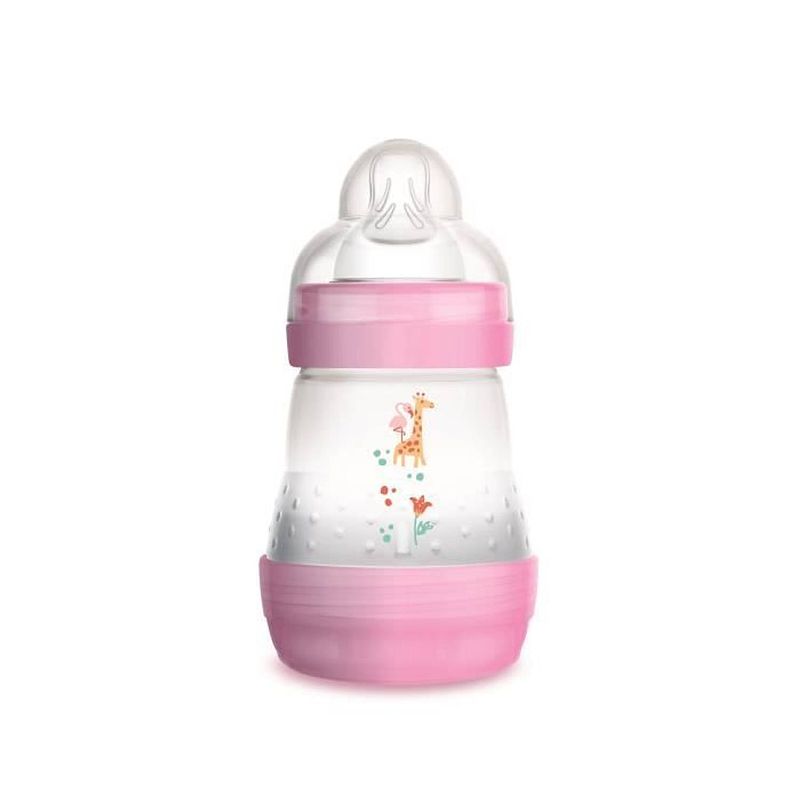 Foto van Mam anti-colic easy start-fles - 160 ml - 0 tot 6 maanden - speenstroom 1 - roze