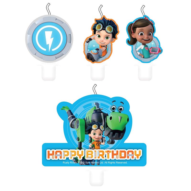 Foto van Nickelodeon verjaardagskaarsjes rusty rivets 6 cm 4 stuks